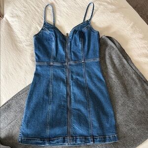 Blue Denim Dress with Adjustable Spaghetti Straps